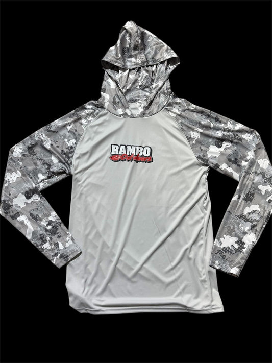 Rambo Outdoors Gray Camo Hooded Shirt
